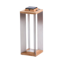 Load image into Gallery viewer, Blade Outdoor Solar LED Lantern in Teak/Stainless Steel (Large).
