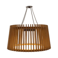 Load image into Gallery viewer, Muse Pendulum Outdoor Solar LED Pendant Light in Teak.

