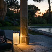 Load image into Gallery viewer, Tradition Outdoor Solar LED Lantern in Outside Area.

