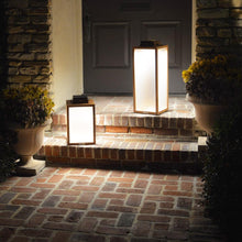 Load image into Gallery viewer, Tradition Outdoor Solar LED Lantern in Outside Area.
