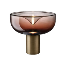 Load image into Gallery viewer, Aella LED Table Lamp in Shaded Burgundy/Matte Bronze (Medium).
