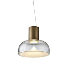 Load image into Gallery viewer, Aella SL LED Neck Pendant Light in Transparent With White Spot/Matte Bronze (Medium).
