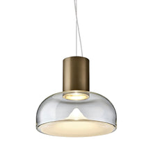 Load image into Gallery viewer, Aella SL LED Neck Pendant Light in Transparent With White Spot/Matte Bronze (Large).
