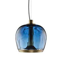 Load image into Gallery viewer, Aurelia LED Pendant Light in Blue Water Effect/Vintage Brass (Small).
