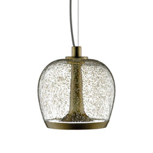 Load image into Gallery viewer, Aurelia LED Pendant Light in Transparent Pulegoso With Metal Inclusion/Vintage Brass (Small).
