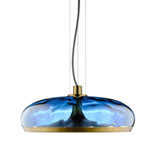 Load image into Gallery viewer, Aurelia LED Pendant Light in Blue Water Effect/Vintage Brass (Large).
