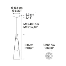 Load image into Gallery viewer, Cono di Luce LED Pendant Light - line drawing.
