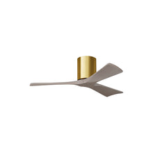 Load image into Gallery viewer, Irene IR3H Indoor / Outdoor Flush Mount Ceiling Fan in Brushed Brass/Gray Ash (42-Inch).
