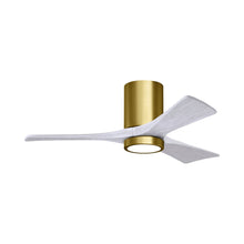 Load image into Gallery viewer, Irene IR3HLK 42-Inch Indoor / Outdoor LED Flush Mount Ceiling Fan in Brushed Brass/Matte White.
