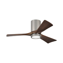 Load image into Gallery viewer, Irene IR3HLK 42-Inch Indoor / Outdoor LED Flush Mount Ceiling Fan in Brushed Nickel/Walnut.
