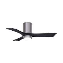 Load image into Gallery viewer, Irene IR3HLK 42-Inch Indoor / Outdoor LED Flush Mount Ceiling Fan in Brushed Pewter/Matte Black.
