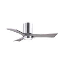 Load image into Gallery viewer, Irene IR3HLK 42-Inch Indoor / Outdoor LED Flush Mount Ceiling Fan in Polished Chrome/Barn Wood.

