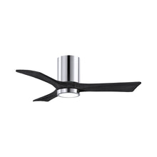 Load image into Gallery viewer, Irene IR3HLK 42-Inch Indoor / Outdoor LED Flush Mount Ceiling Fan in Polished Chrome/Matte Black.

