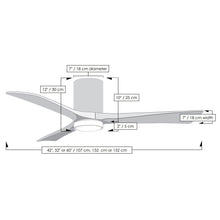 Load image into Gallery viewer, Irene IR3HLK 42-Inch Indoor / Outdoor LED Flush Mount Ceiling Fan - line drawing.

