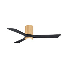 Load image into Gallery viewer, Irene IR3HLK 52-Inch Indoor / Outdoor LED Flush Mount Ceiling Fan in Light Maple/Matte Black.
