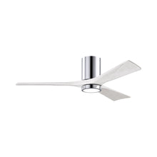 Load image into Gallery viewer, Irene IR3HLK 52-Inch Indoor / Outdoor LED Flush Mount Ceiling Fan in Polished Chrome/Matte White.
