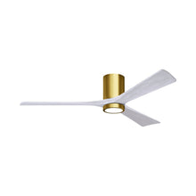 Load image into Gallery viewer, Irene IR3HLK 60-Inch Indoor / Outdoor LED Flush Mount Ceiling Fan in Brushed Brass/Matte White.
