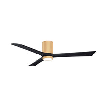 Load image into Gallery viewer, Irene IR3HLK 60-Inch Indoor / Outdoor LED Flush Mount Ceiling Fan in Light Maple/Matte Black.
