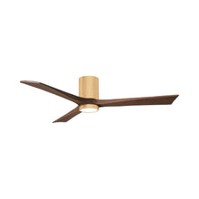Load image into Gallery viewer, Irene IR3HLK 60-Inch Indoor / Outdoor LED Flush Mount Ceiling Fan in Light Maple/Walnut Tone.

