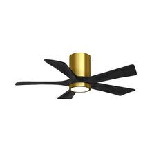 Load image into Gallery viewer, Irene IR5HLK 42-Inch Indoor / Outdoor LED Flush Mount Ceiling Fan in Brushed Brass/Matte Black.
