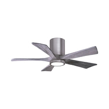 Load image into Gallery viewer, Irene IR5HLK 42-Inch Indoor / Outdoor LED Flush Mount Ceiling Fan in Brushed Pewter/Barn Wood.
