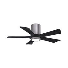 Load image into Gallery viewer, Irene IR5HLK 42-Inch Indoor / Outdoor LED Flush Mount Ceiling Fan in Brushed Pewter/Matte Black.
