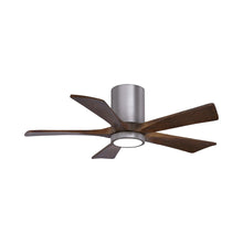 Load image into Gallery viewer, Irene IR5HLK 42-Inch Indoor / Outdoor LED Flush Mount Ceiling Fan in Brushed Pewter/Walnut.
