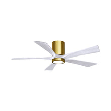 Load image into Gallery viewer, Irene IR5HLK 52-Inch Indoor / Outdoor LED Flush Mount Ceiling Fan in Brushed Brass/Matte White.
