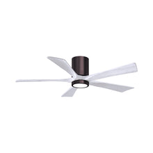 Load image into Gallery viewer, Irene IR5HLK 52-Inch Indoor / Outdoor LED Flush Mount Ceiling Fan in Brushed Bronze/Matte White.
