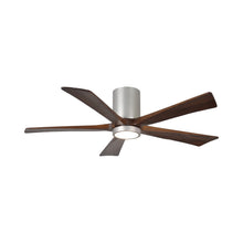 Load image into Gallery viewer, Irene IR5HLK 52-Inch Indoor / Outdoor LED Flush Mount Ceiling Fan in Brushed Nickel/Walnut.
