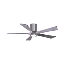 Load image into Gallery viewer, Irene IR5HLK 52-Inch Indoor / Outdoor LED Flush Mount Ceiling Fan in Brushed Pewter/Barn Wood.
