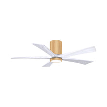 Load image into Gallery viewer, Irene IR5HLK 52-Inch Indoor / Outdoor LED Flush Mount Ceiling Fan in Light Maple/Matte White.
