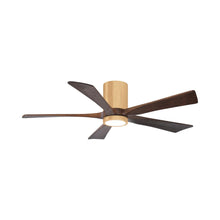 Load image into Gallery viewer, Irene IR5HLK 52-Inch Indoor / Outdoor LED Flush Mount Ceiling Fan in Light Maple/Walnut.
