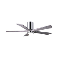 Load image into Gallery viewer, Irene IR5HLK 52-Inch Indoor / Outdoor LED Flush Mount Ceiling Fan in Polished Chrome/Barn Wood.

