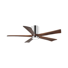 Load image into Gallery viewer, Irene IR5HLK 52-Inch Indoor / Outdoor LED Flush Mount Ceiling Fan in Polished Chrome/Walnut.
