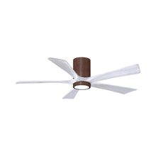 Load image into Gallery viewer, Irene IR5HLK 52-Inch Indoor / Outdoor LED Flush Mount Ceiling Fan in Walnut Tone/Matte White.
