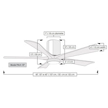 Load image into Gallery viewer, Irene IR5HLK 52-Inch Indoor / Outdoor LED Flush Mount Ceiling Fan - line drawing.
