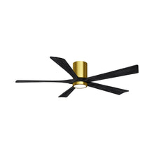 Load image into Gallery viewer, Irene IR5HLK 60-Inch Indoor / Outdoor LED Flush Mount Ceiling Fan in Brushed Brass/Matte Black.
