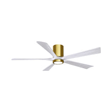 Load image into Gallery viewer, Irene IR5HLK 60-Inch Indoor / Outdoor LED Flush Mount Ceiling Fan in Brushed Brass/Matte White.
