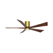 Load image into Gallery viewer, Irene IR5HLK 60-Inch Indoor / Outdoor LED Flush Mount Ceiling Fan in Brushed Brass/Walnut.
