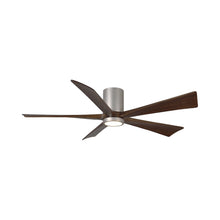 Load image into Gallery viewer, Irene IR5HLK 60-Inch Indoor / Outdoor LED Flush Mount Ceiling Fan in Brushed Nickel/Walnut.
