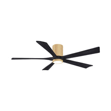 Load image into Gallery viewer, Irene IR5HLK 60-Inch Indoor / Outdoor LED Flush Mount Ceiling Fan in Light Maple/Matte Black.
