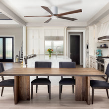 Load image into Gallery viewer, Irene IR5HLK 60-Inch Indoor / Outdoor LED Flush Mount Ceiling Fan in dining room.
