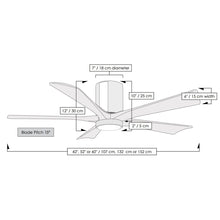 Load image into Gallery viewer, Irene IR5HLK 60-Inch Indoor / Outdoor LED Flush Mount Ceiling Fan - line drawing.

