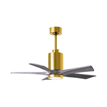 Load image into Gallery viewer, Patricia 5 Indoor / Outdoor LED Ceiling Fan in Brushed Brass/Barn Wood (42-Inch).
