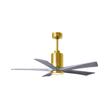 Load image into Gallery viewer, Patricia 5 Indoor / Outdoor LED Ceiling Fan in Brushed Brass/Barn Wood (52-Inch).
