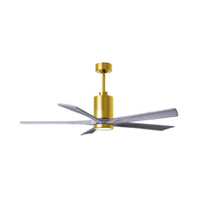 Load image into Gallery viewer, Patricia 5 Indoor / Outdoor LED Ceiling Fan in Brushed Brass/Barn Wood (60-Inch).
