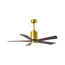 Load image into Gallery viewer, Patricia 5 Indoor / Outdoor LED Ceiling Fan in Brushed Brass/Walnut (52-Inch).
