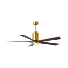 Load image into Gallery viewer, Patricia 5 Indoor / Outdoor LED Ceiling Fan in Brushed Brass/Walnut (60-Inch).

