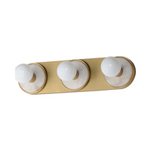 Load image into Gallery viewer, Hollywood Wall Light in Whit Alabaster/Natural Aged Brass (3-Light).
